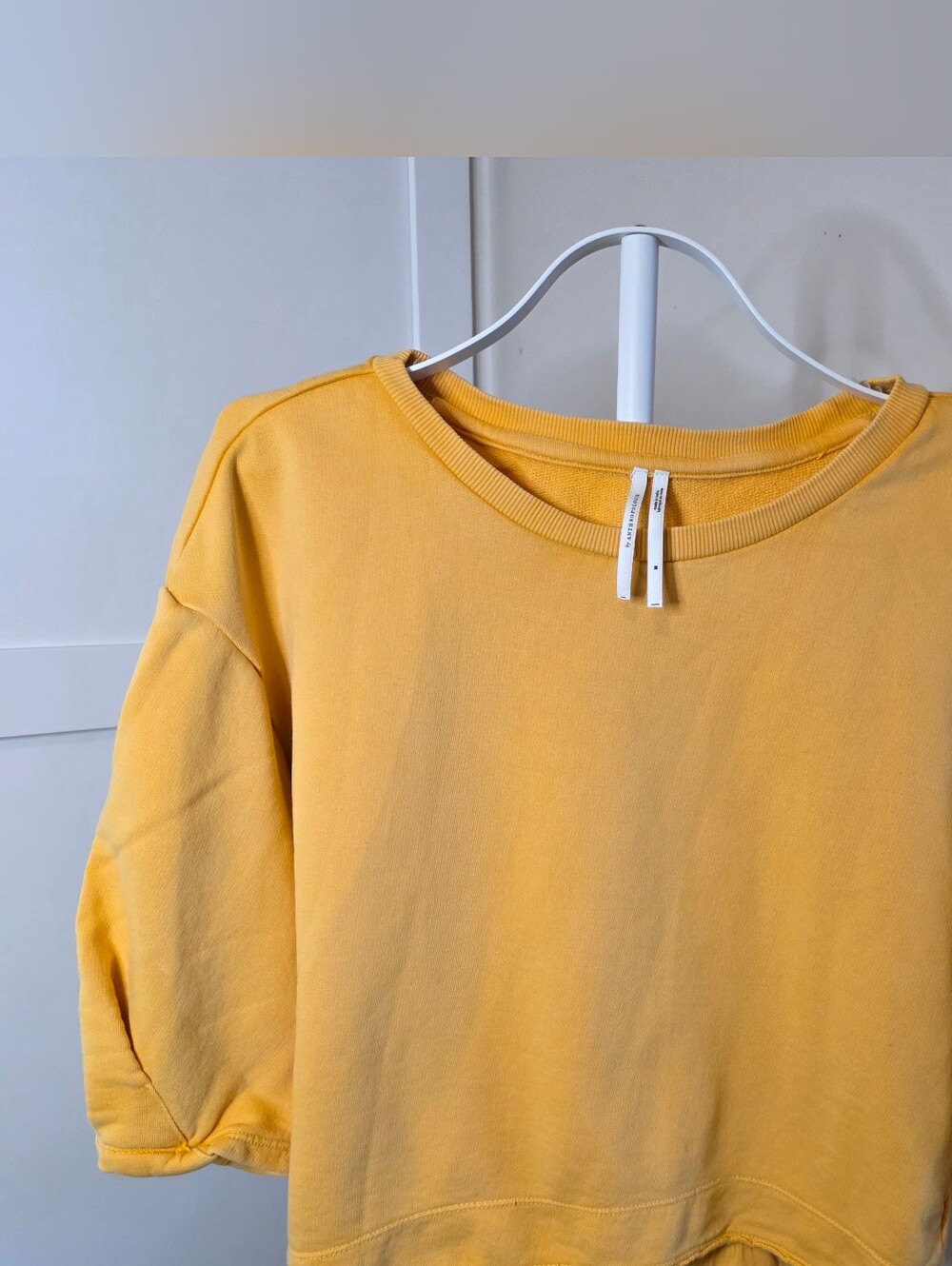 Anthropologie Sunlit Yellow Cropped Crewneck Sweatshirt - Picture 2 of 10